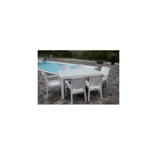  Bastenski set zeugma 6 stolice i sto 150x90 sa staklom beli Cene