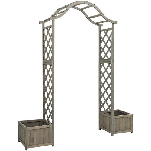 Maison Chic Vrtna pergola s cvetličnima korito - Lonček za rožema siva iz trdnega lesa jelke, (22057455) Slike