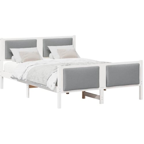  Krevetna konstrukcija Svijetlo siva 140 x 190 cm tkanina Bijela Slike