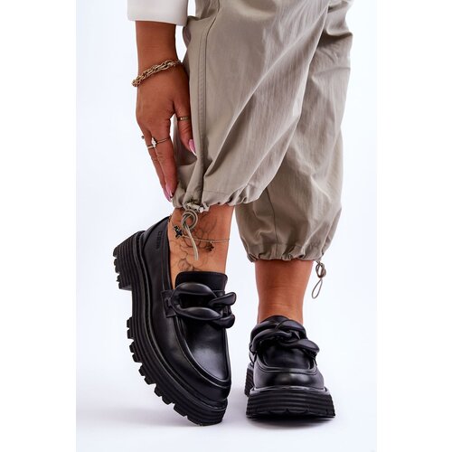 Big Star Leather Moccasin Shoes Big Star LL274580 Black Slike