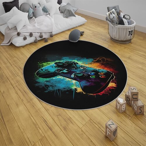  Okrugli tepih za dečiju sobu 120x120cm sa gumenom podlogom - Magični džojstik, TG-205 Cene