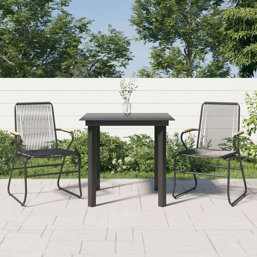  3-dijelni vrtni blagovaonski set od pvc ratana crni Cene