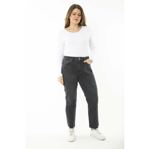 Şans Women's Plus Size Anthracite 5 Pocket High Waist Jeans Slike
