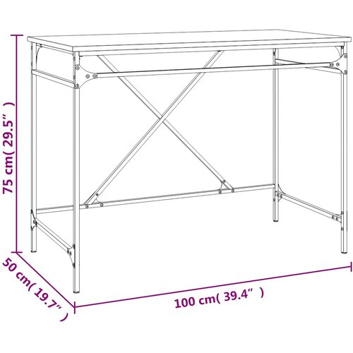  Radni stol boja dimljenog hrasta 100x50x75 cm drvo i željezo Slike