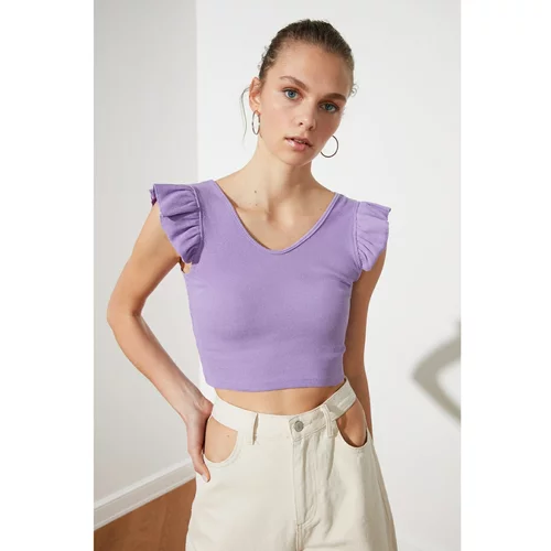 Trendyol Lilac Ruffle Detail Wick Knitted Blouse