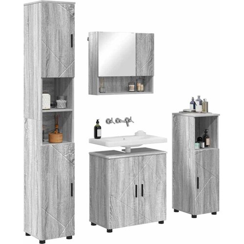  Set namje&amp;scaron;taja za kupaonicu 4 kom. Siva Sonoma 61 x 35 x 64 cm Slike