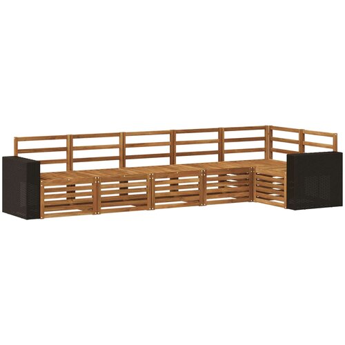 vidaXL Kotna sedežna garnitura 6 pcs Naravna Masiven les akacije, (5000283710) Cene