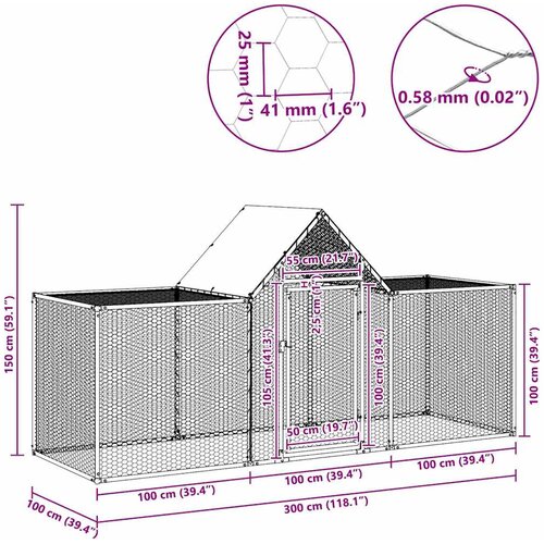  Koko&amp;scaron;injac od pocinčanog čelika 3 x 1 x 1,5 m Slike
