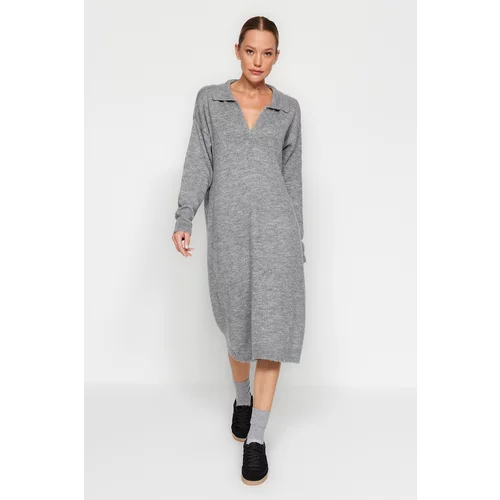 Trendyol Gray More Sustainable Midi Sweater Dress