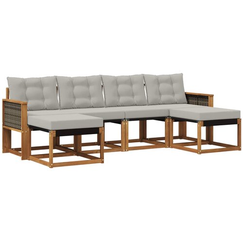 vidaXL Zunanja garnitura za sedenje 6 pcs Naravna in svetlo siva, (5000279975) Cene