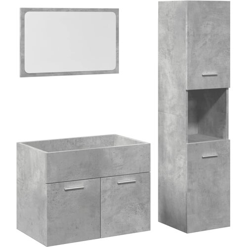  3-dijelni set kupaonskog namje&amp;scaron;taja siva boja betona drveni 60 x 38.5 x 46 cm Slike