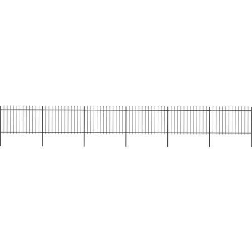 vidaXL Vrtna ograja s koničastimi vrhovi jeklo 10,2x1,2 m črna