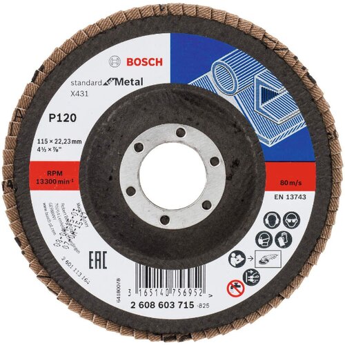 Bosch flap disk ravni X431 za metal standard 115mm Slike