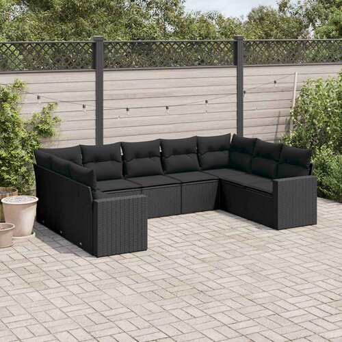  9-dijelni set vrtnih sofa s jastucima crni od poliratana Crna 65.5 x 62 x 69 cm Cene