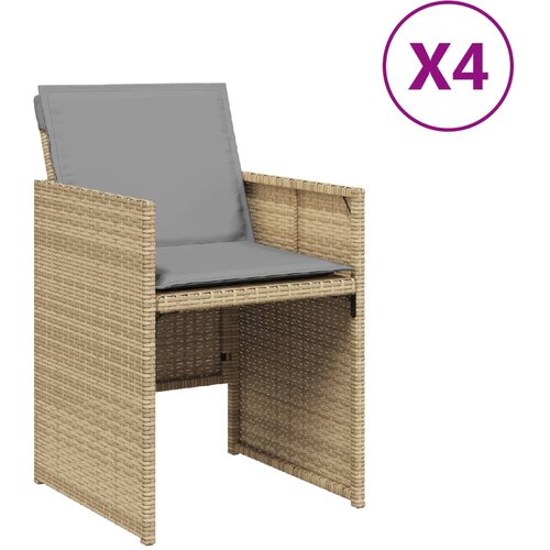 Maison Chic Vrtni stoli - Stol za vrt z blazinami 4 kosi bež poli ratan JS2204, (21876751) Slike
