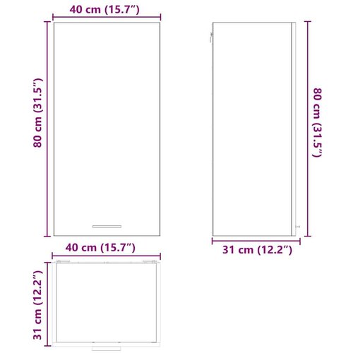 VidaXL viseći ormarić zidne riga beton siva i bijela 40 x 31 x 80 cm Slike