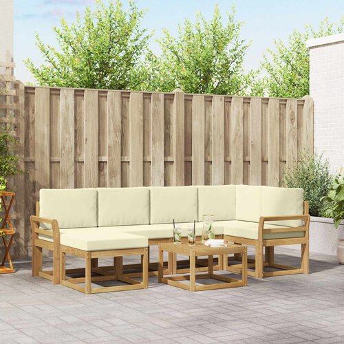  Set vanjskih sofa 7 kom. Bijela i krem Čvrsto drvo akacije Cene