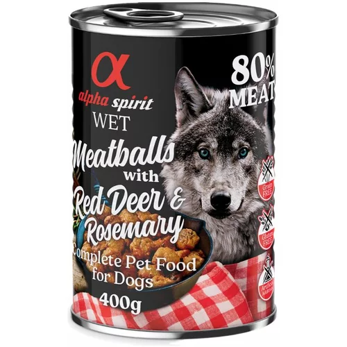 Alpha Spirit Dog Meatballs 6 x 400 g - navadni jelen in rožmarin