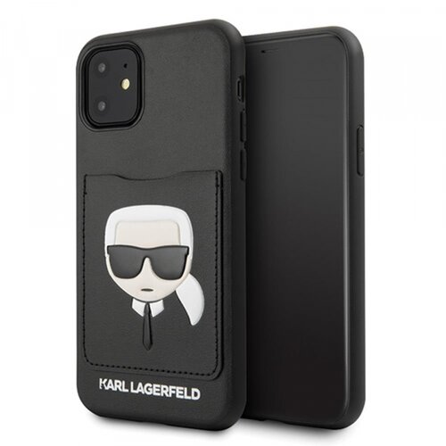 Karl Lagerfeld originalen ovitek KLHCN61CSKCBK za iphone 11 črna silikonska za&amp;scaron;čita - karl s head card slot Slike