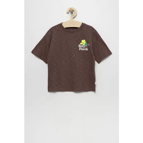 GAP Otroška bombažna kratka majica rjava barva