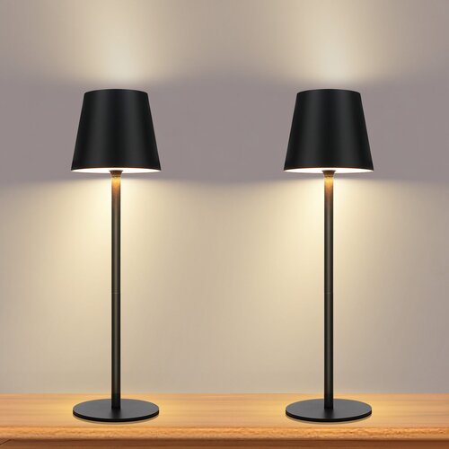 Nettlife Lampe de Chevet &agrave; Batterie sans Fil， Lot de 2 - LED 2600mhA Lampe de Table d'ext&eacute;rieur Rechargeable Tactile Lampe &agrave; Batterie Noire USB, (22141554) Cene