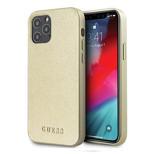  Maska za telefon za iPhone 12/12 Pro 6.1 Guess Hc PC/TPU Iridescent (GUHCP12MIGLGO), Zlatna Cene