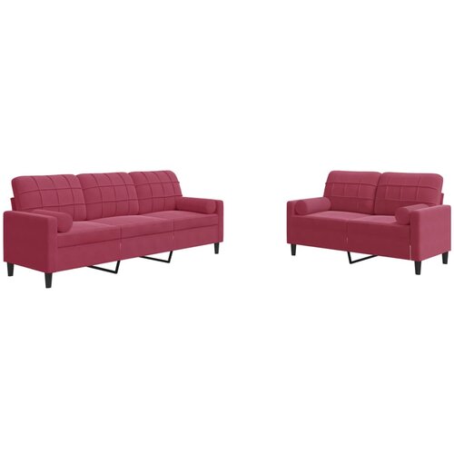  2-dijelni set sofa s jastucima crvena boja vina bar&amp;scaron;unasti Slike