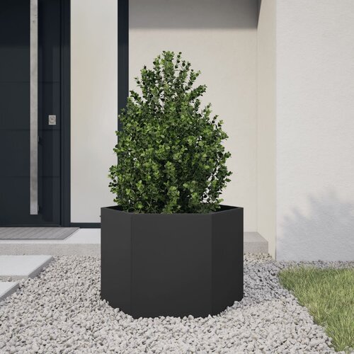 vidaXL Vrtna sadilica crna šesterokutna 69x60x45 cm čelična Cijene