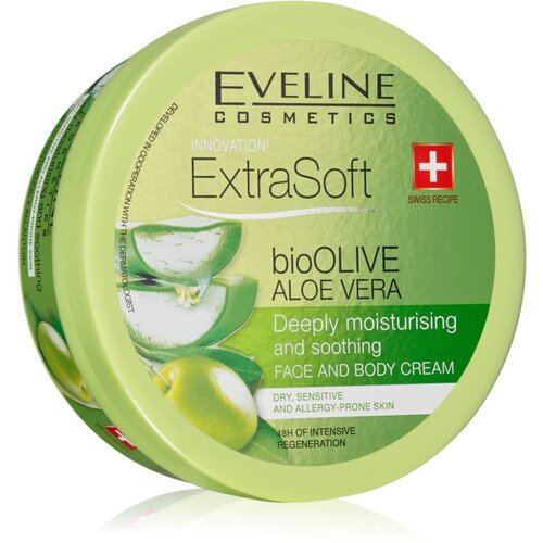 Eveline Extra Soft vlažilna in pomirjujoča krema za občutljivo kožo Bio Olive &amp;amp; Aloe Vera 175 ml Slike