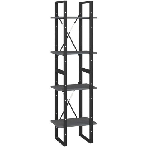 VidaXL knjižna omara 4-nadstropna siva 40x30x140 cm trdna borovina Slike