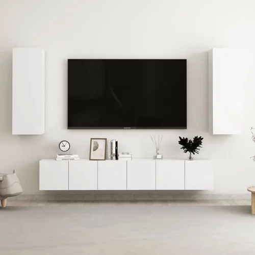 vidaXL 5-dijelni set TV ormarića visoki sjaj bijeli od iverice