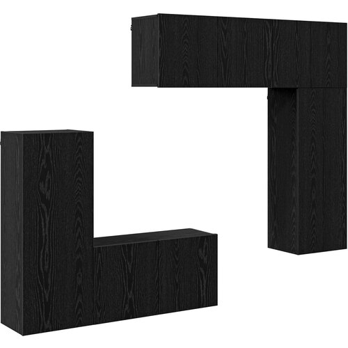  TV zidna jedinica 5 kom. Crni hrast Konstruirano drvo Crna 100 x 30 x 41 cm Slike