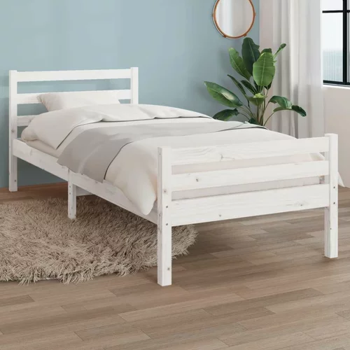  Okvir za krevet od masivnog drva bijeli 90 x 200 cm