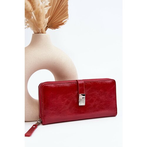 Kesi Women's lacquered red and white magnetic wallet Cene