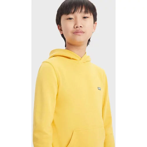 Levi's Otroški pulover LVB MINI BATWING PULL OVER HOO rumena barva, s kapuco