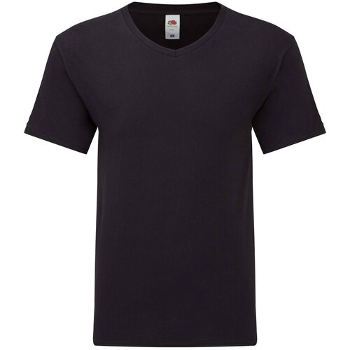 Fruit Of The Loom Czarna koszulka męska Iconic V-Neck Slike