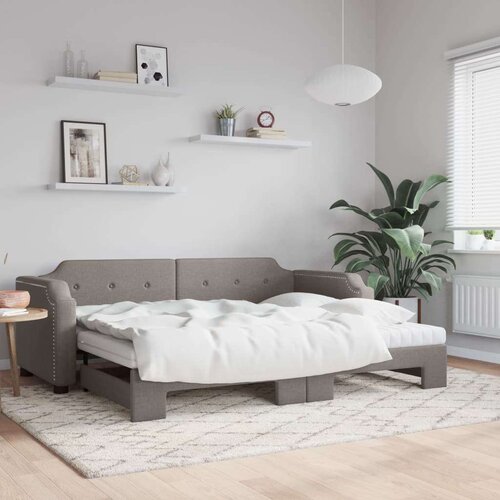  Dnevni krevet na razvlačenje smeđesivi 100 x 200 cm od tkanine Slike