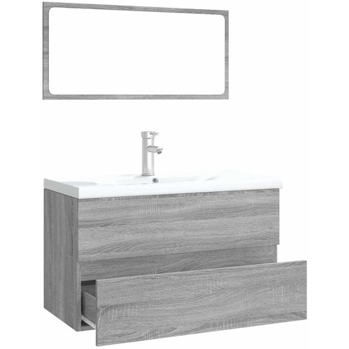  Set kupaonskog namje&amp;scaron;taja boja hrasta sonome konstruirano drvo Siva 41 x 38.5 x 45 cm Slike