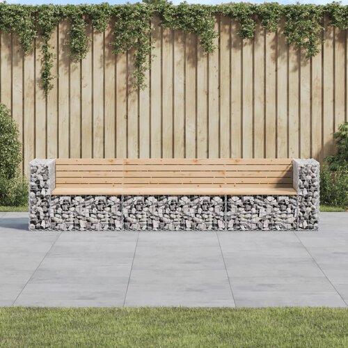 VidaXL Vrtna klupa s gabionskim dizajnom 287x71x65 5 cm od borovine Slike
