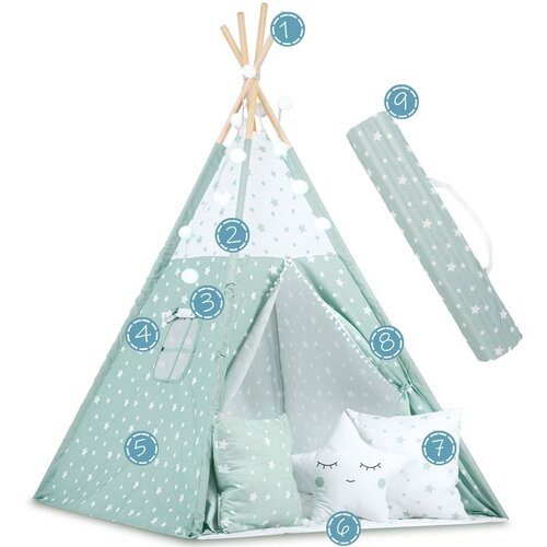 Nukido Teepee &amp;scaron;ator za djecu s svjetlima - boja mente Slike
