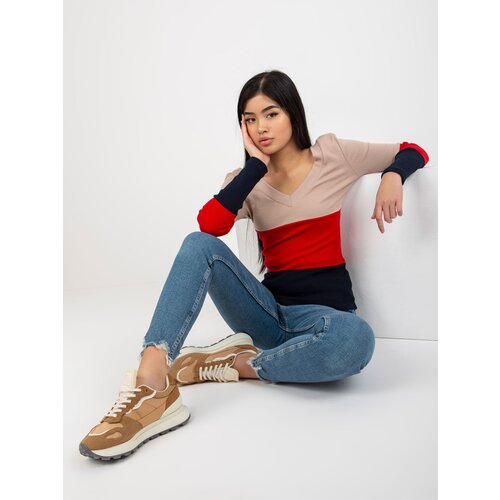 RUE PARIS Blouse-RV-BZ-8429.41P-navy-red Slike