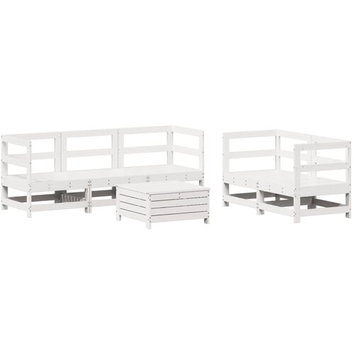 VidaXL 6-dijelni set vrtnih sofa bijeli od masivne borovine Slike