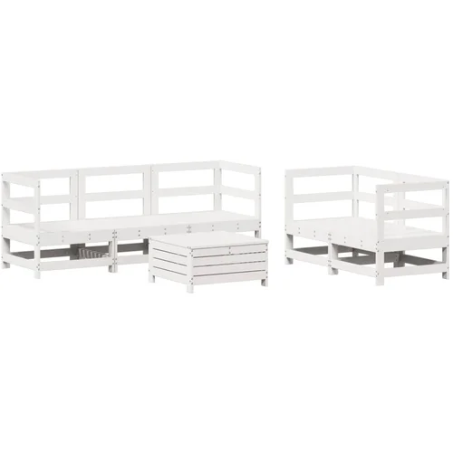 vidaXL 6-dijelni set vrtnih sofa bijeli od masivne borovine