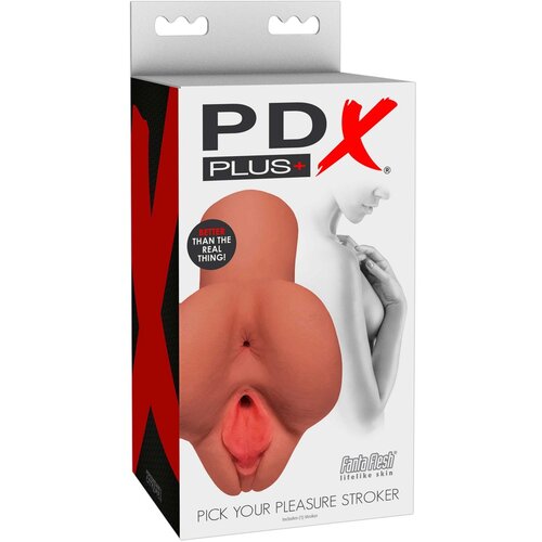 PDX Pick Your Pleasure Stroker - realistični masturbator 2v1 (temno naraven) Slike