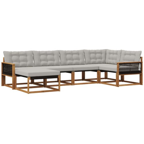 vidaXL Zunanja garnitura za sedenje 6 pcs Naravna in svetlo siva, (5000280500) Cene