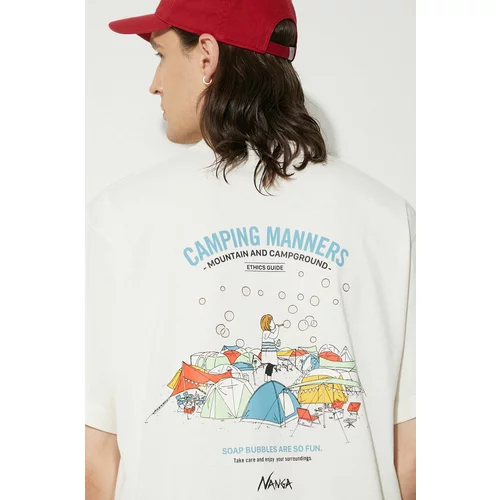 Nanga Majica kratkih rukava Eco Hybrid Camping Manners Soap Bubbles Tee za muškarce, boja: bijela, s tiskom, NW2411.1G801.A