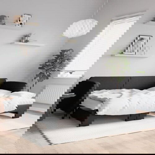 The Living Store Izvlečna dnevna postelja z vzmetnicami črna 90x200 cm blago - Izvlečna Dnevna Postelja, (21826800) Cene