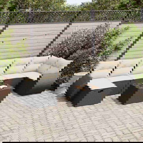  8-dijelni set vrtnih sofa od poliratana s jastucima crni Slike