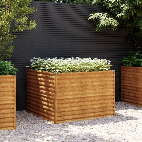vidaXL Vrtna visoka greda 100x100x69 cm corten jeklo Cene