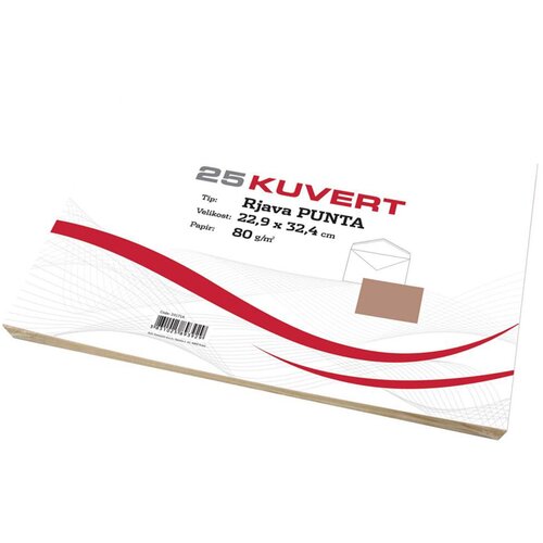  Kuverta C4, 229 x 324 mm, brez okenca, 25 kosov, 80 g, rjava Slike